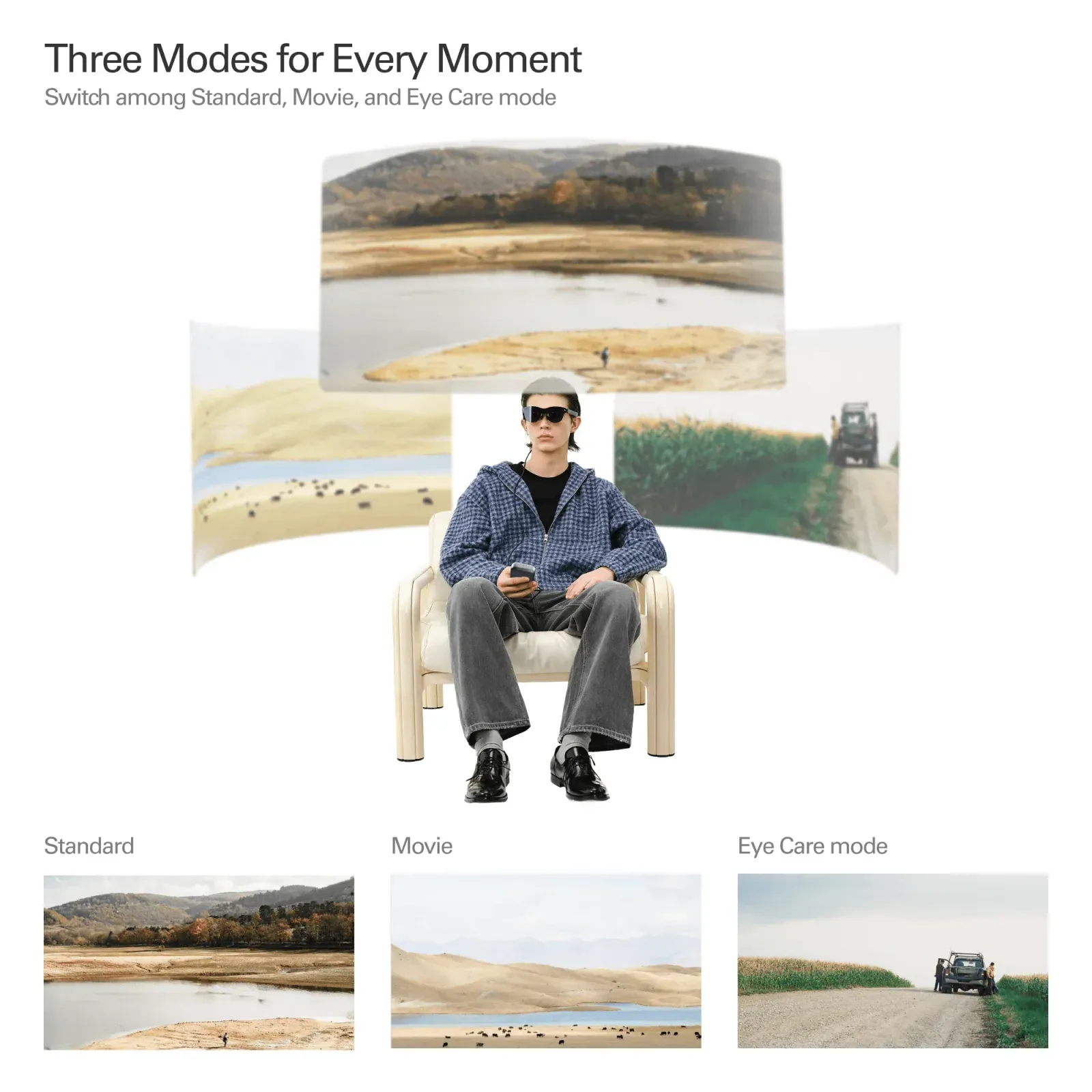 The Air 4 Pro display modes: Standard, Movie and Eye Care