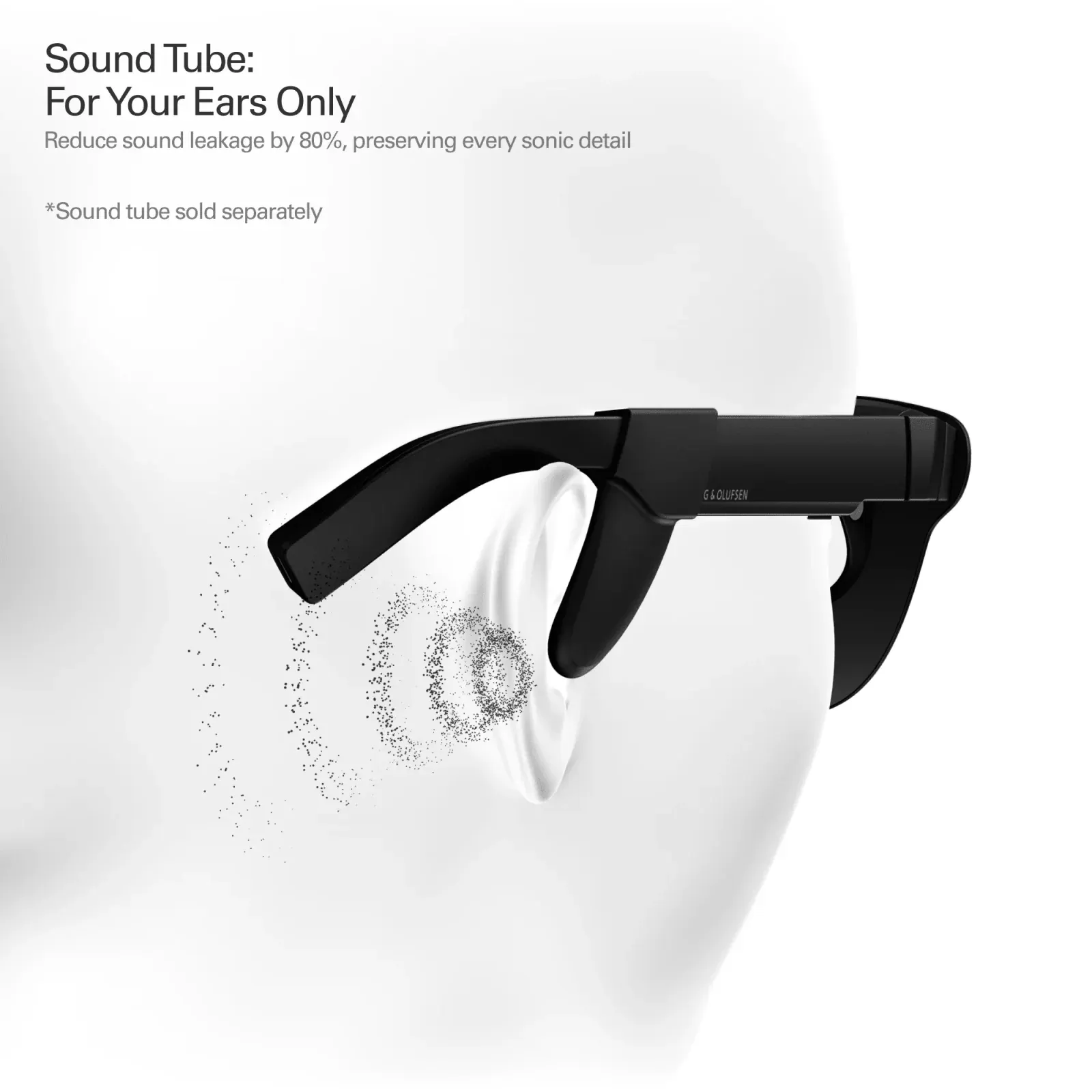 The RayNeo Sound Tube accessory, which routes audio toward the ear canal